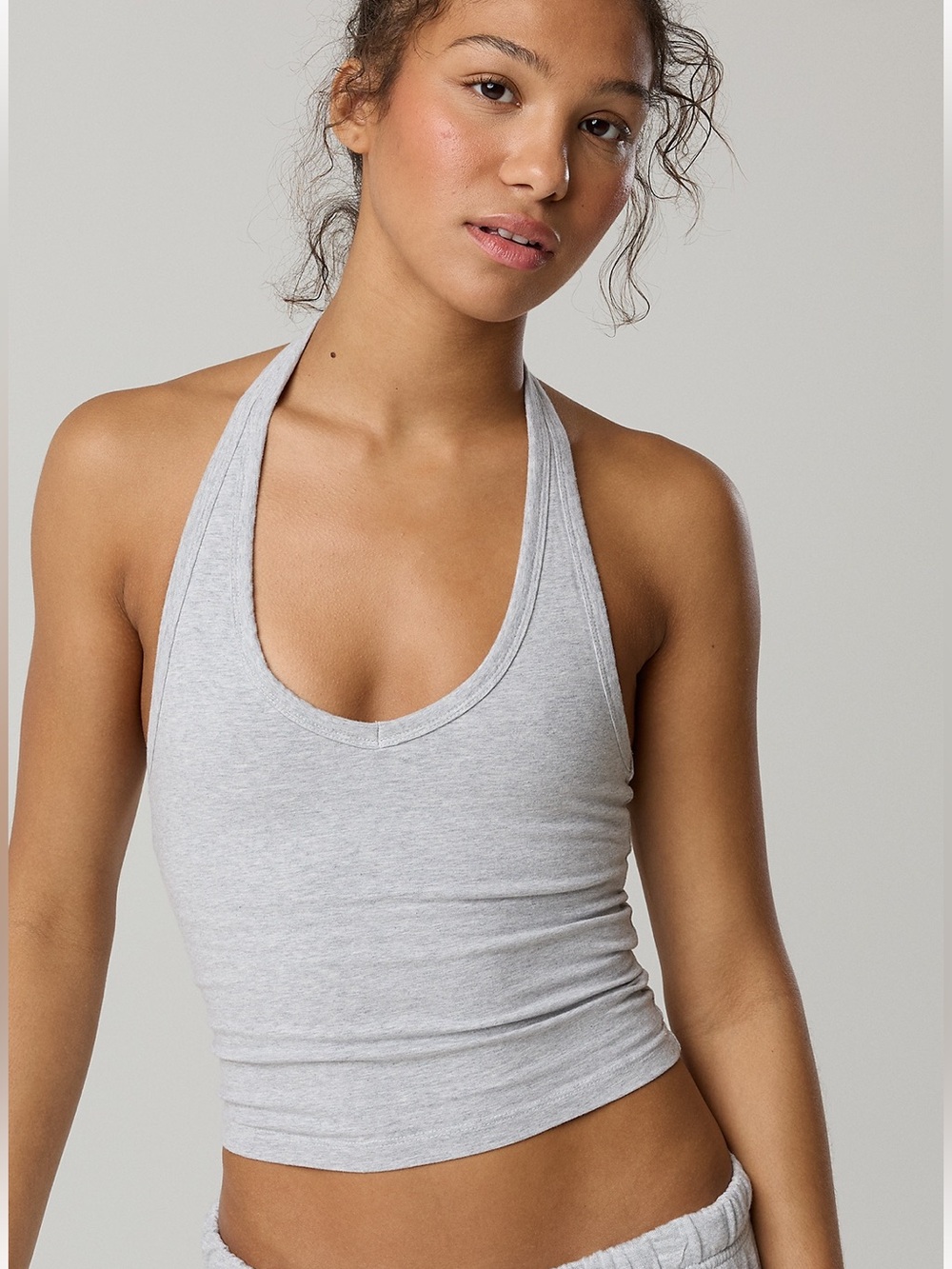 NWT OFFLINE by Aerie OG Cotton Heather Gray Halter Tank Top